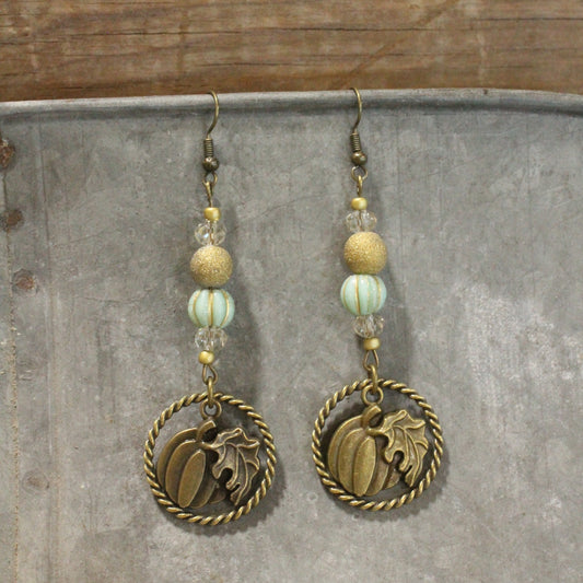 Picking Pumpkins Dangle Drop Earrings