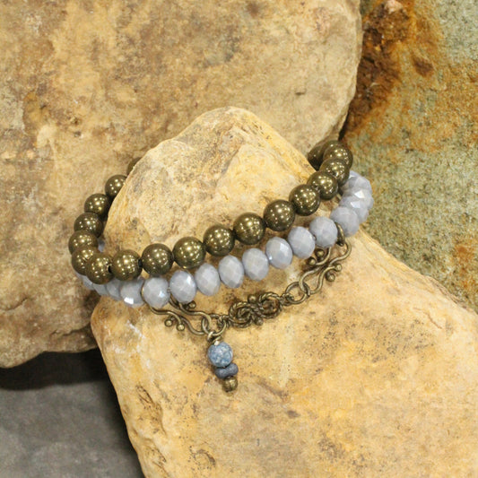 Soft Stone Blue Stretch Bracelet Set