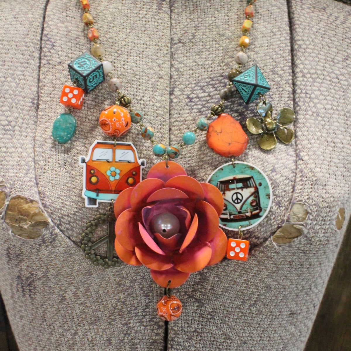 Peace & Peachy Flower Charm'd Necklace