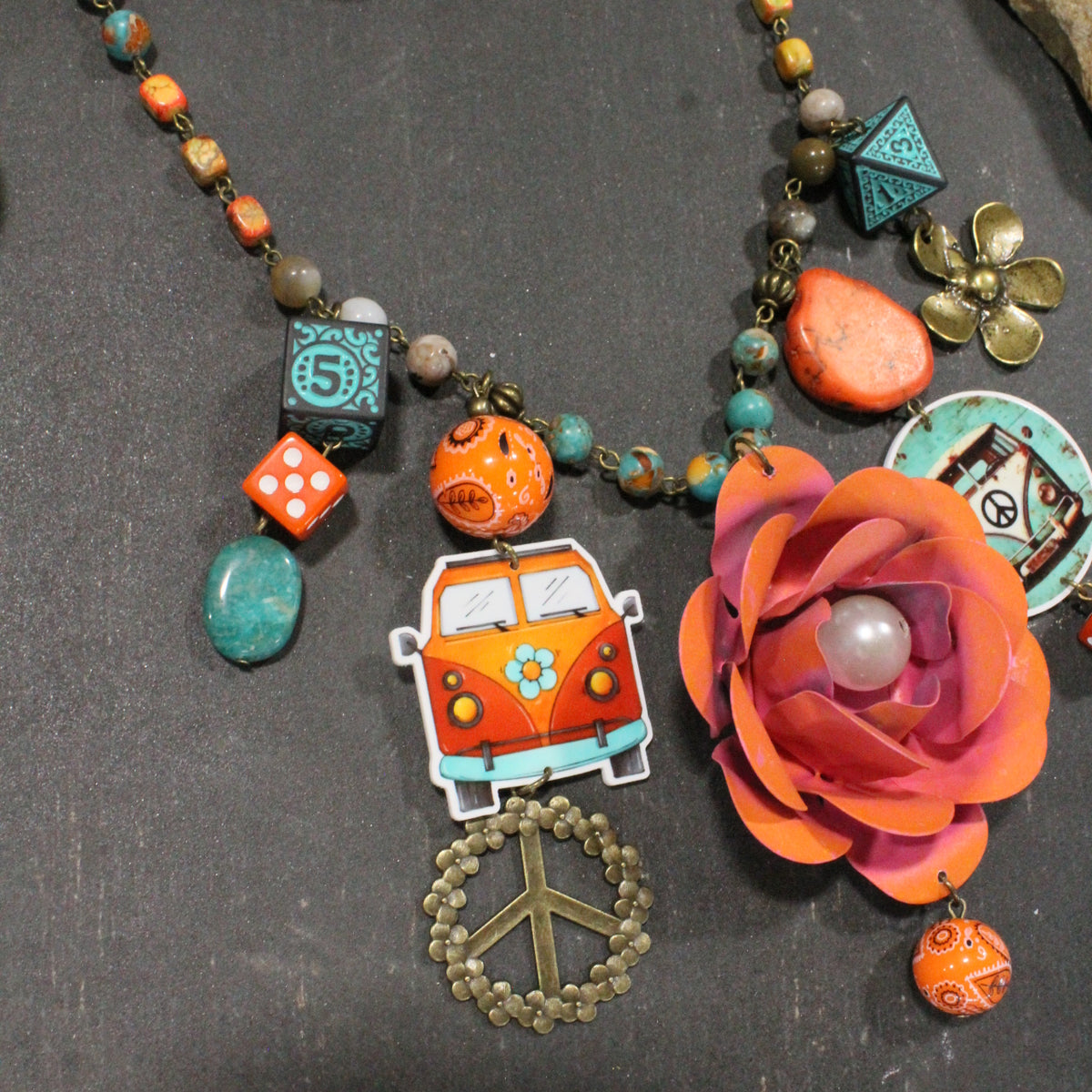 Peace & Peachy Flower Charm'd Necklace