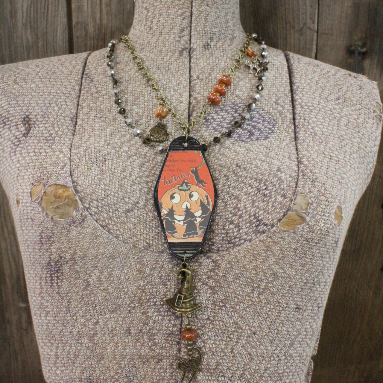 Ring Around The Pumpkin Witch Layered Necklace