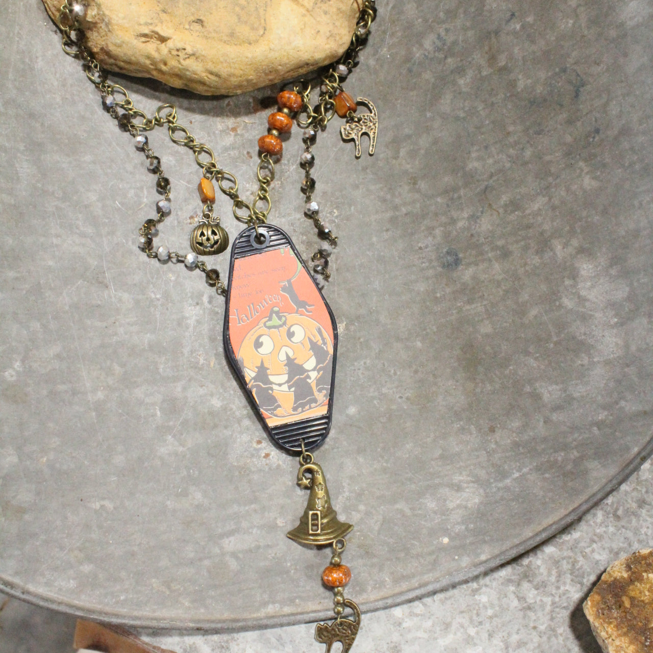 Ring Around The Pumpkin Witch Layered Necklace