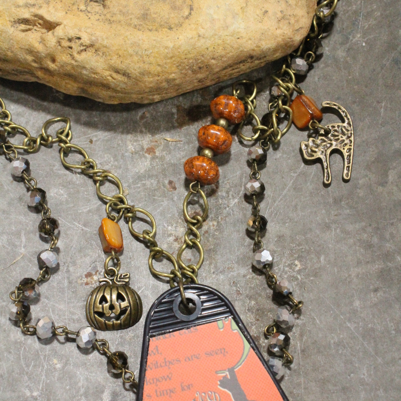 Ring Around The Pumpkin Witch Layered Necklace