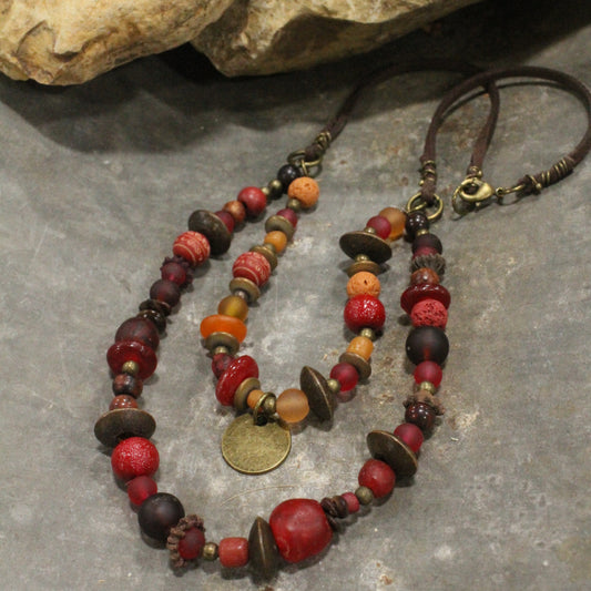 Ancient Ruins Drop Stone Layered Necklace