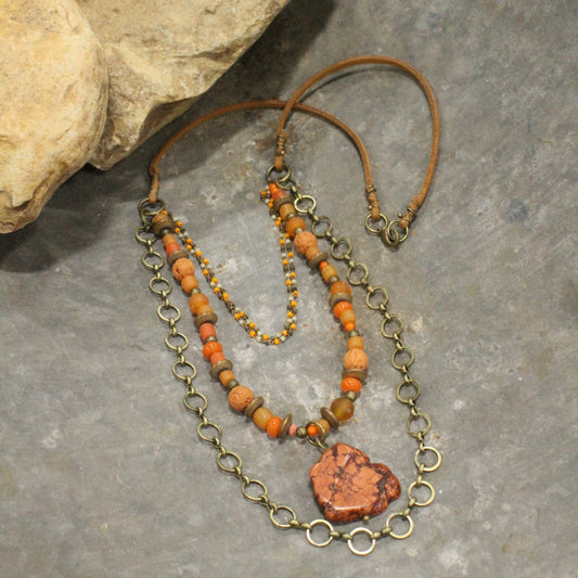 Rustic Desert Tiered Pendant Necklace