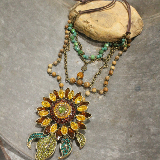 Not Just Any Sunflower Layered Necklace