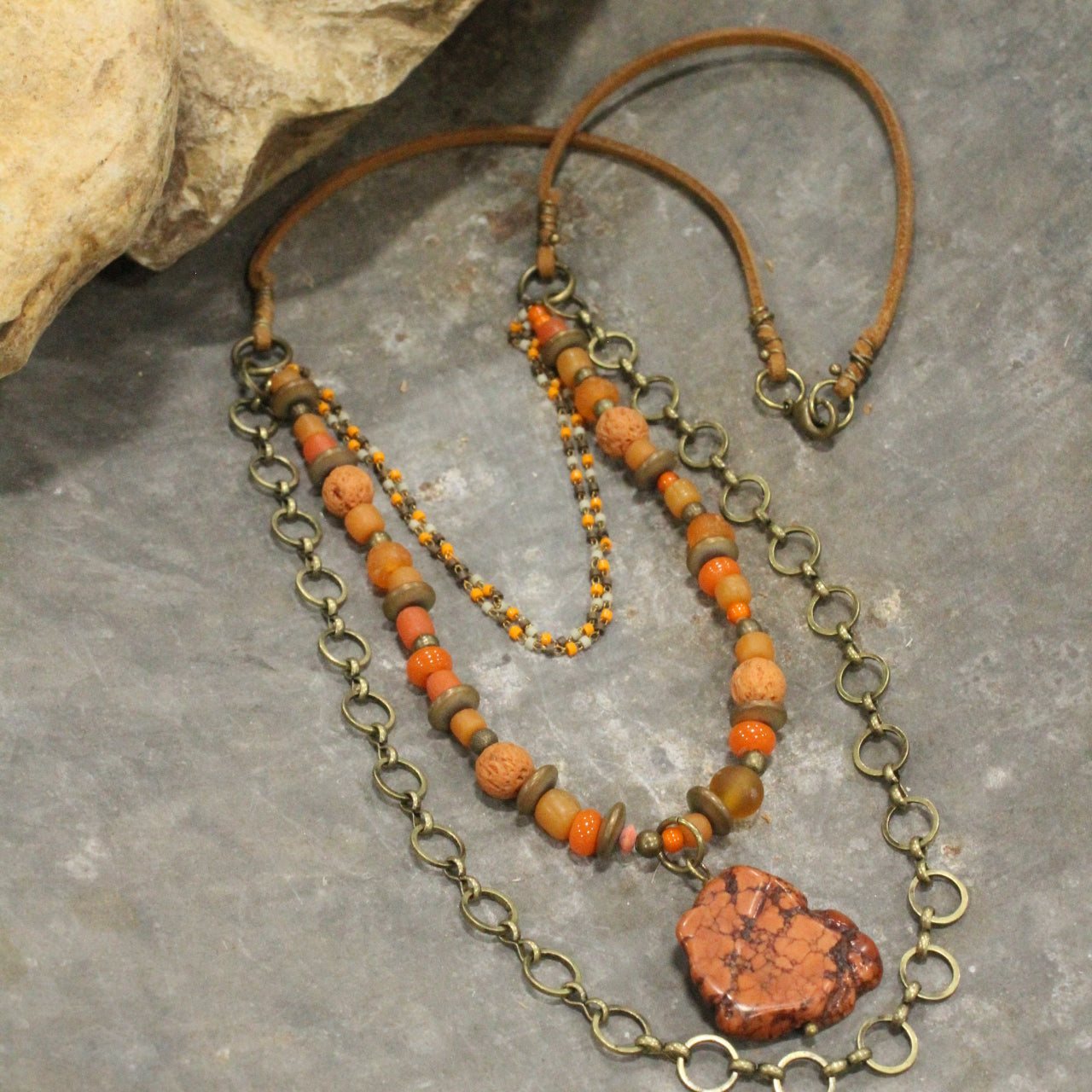 Rustic Desert Tiered Pendant Necklace