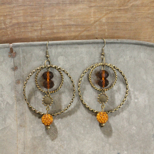 Not Just Any Sunflower Dangle Drop Earrings