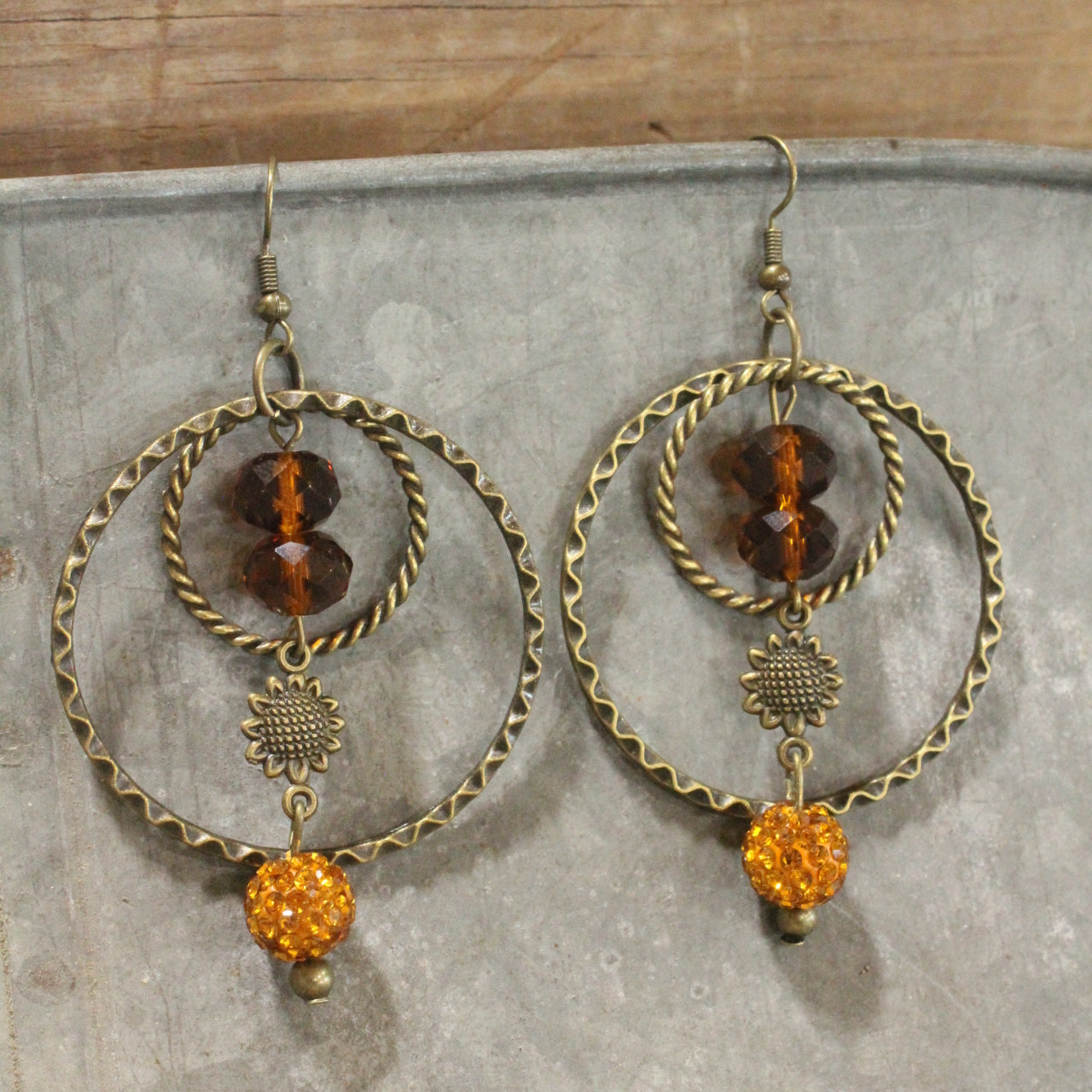 Not Just Any Sunflower Dangle Drop Earrings
