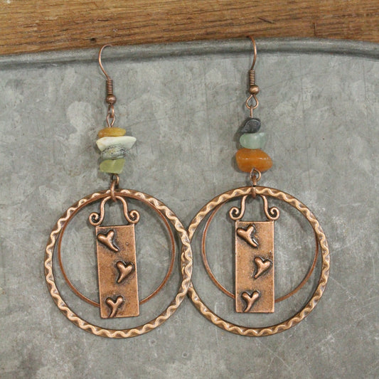 Lots Of Love In This Copper Metal Charmers Earrings