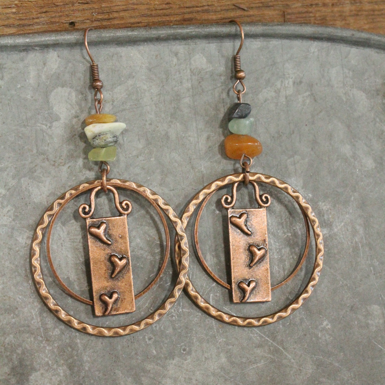 Lots Of Love In This Copper Metal Charmers Earrings