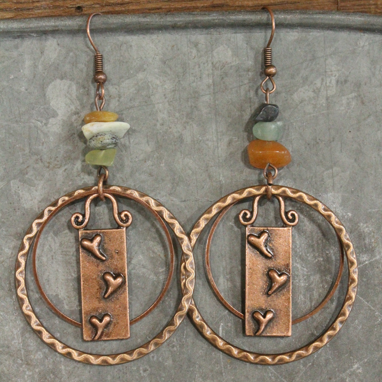 Lots Of Love In This Copper Metal Charmers Earrings