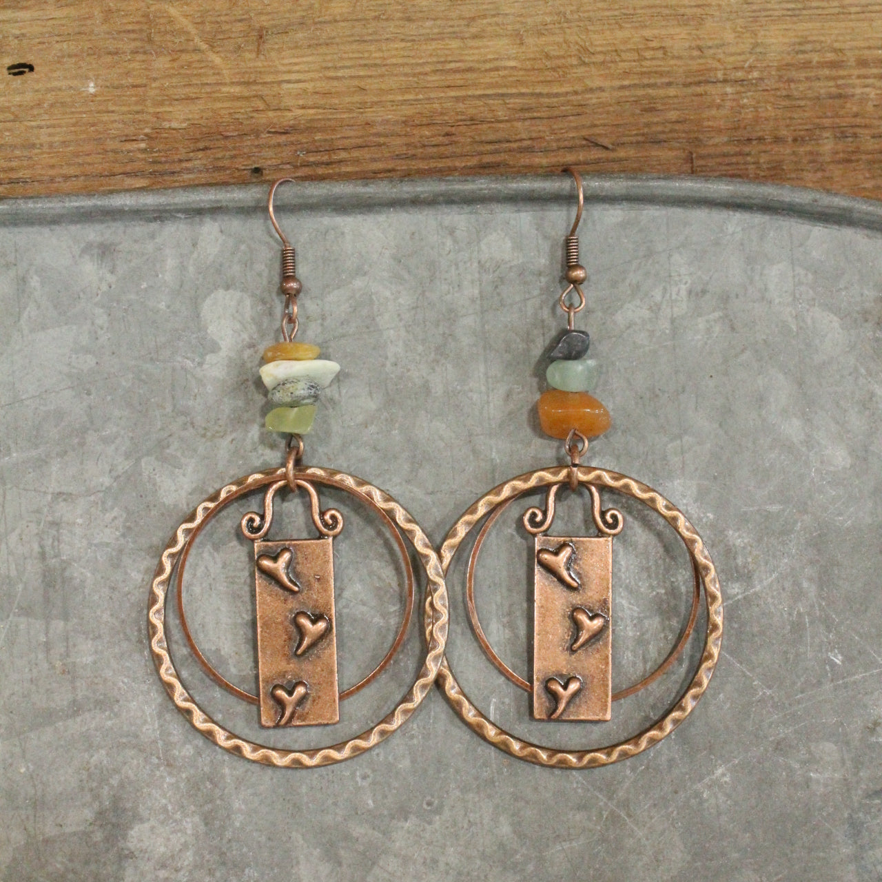 Lots Of Love In This Copper Metal Charmers Earrings