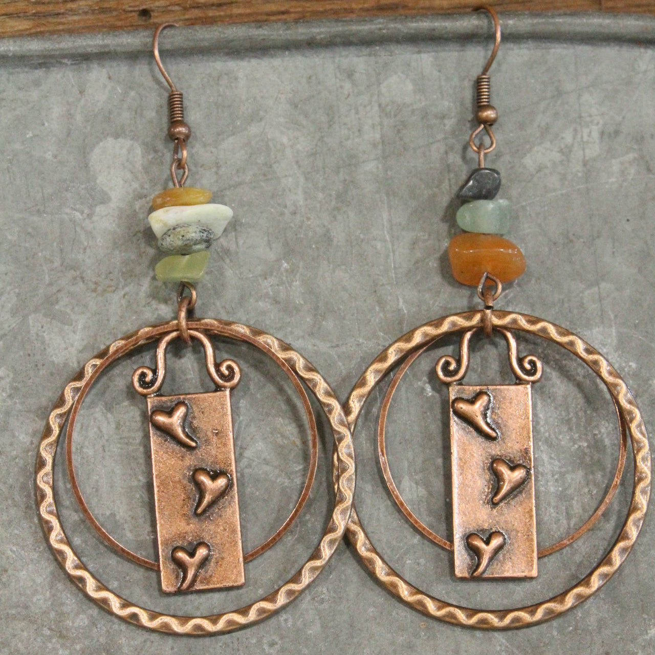 Lots Of Love In This Copper Metal Charmers Earrings