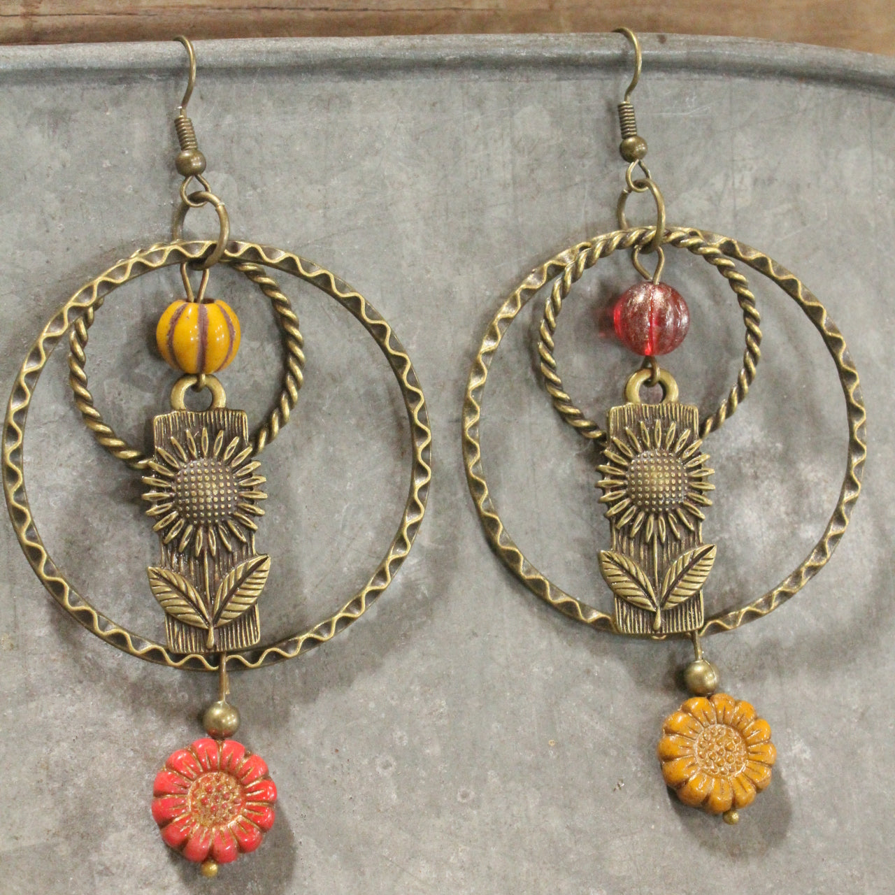 Pumpkins & Sunflowers Dangle Drop Earrings
