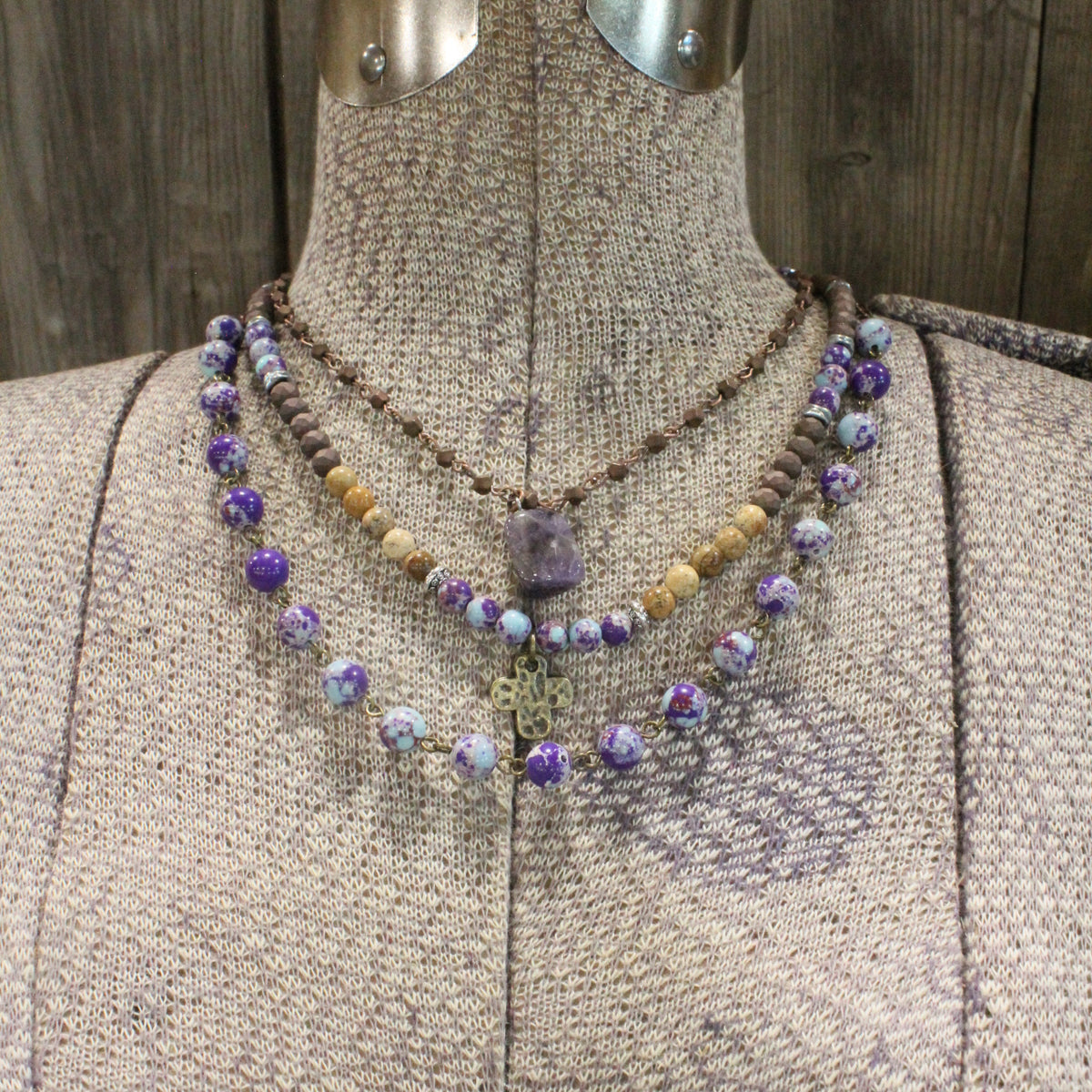 Lavished & Layered Purple Cross Necklace