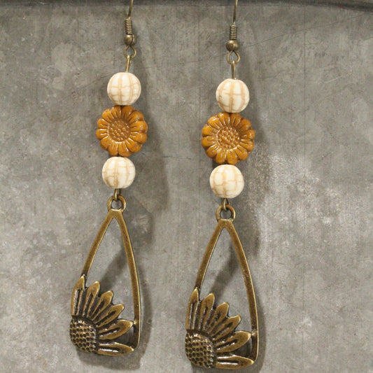 Growing Pumpkins & Sunflowers Dangle Earrings