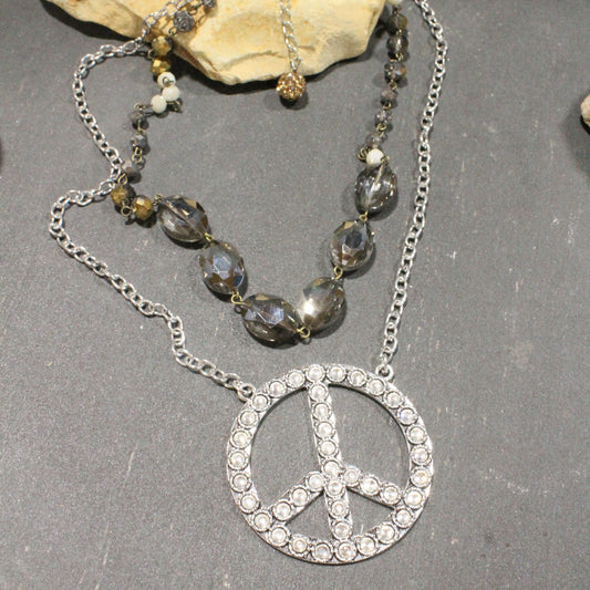 Touch Of Class Silver Peace Layered Necklace