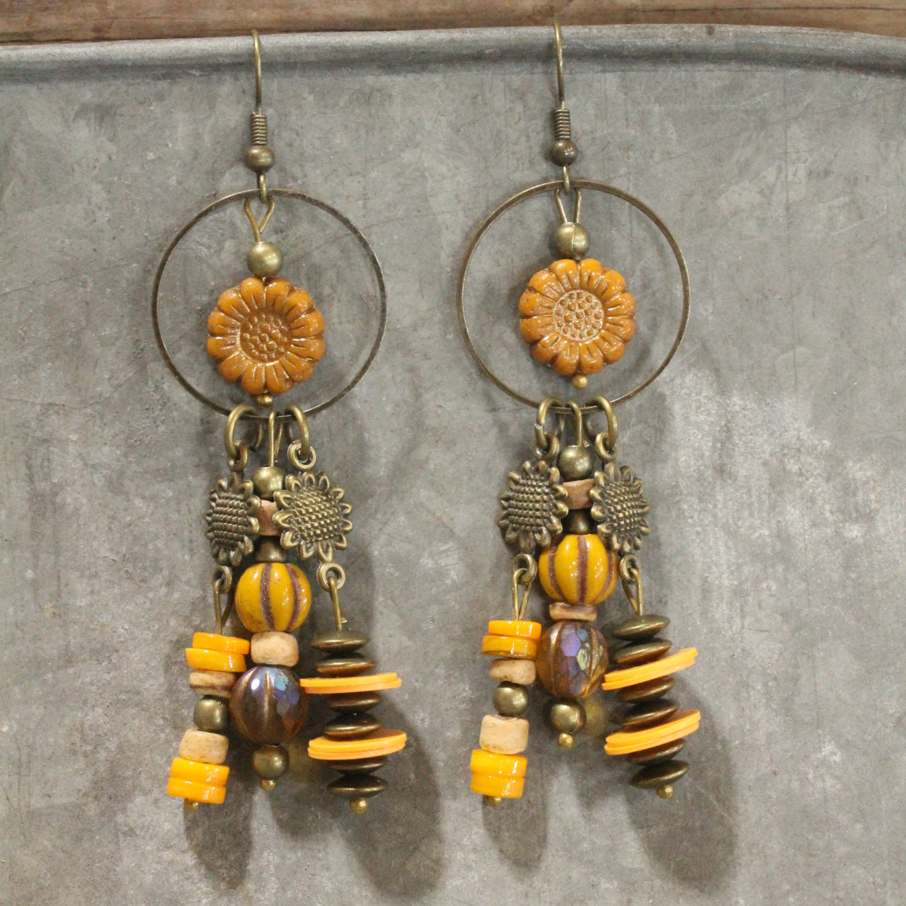 Pumpkins & Sunflowers Hoop Earrings