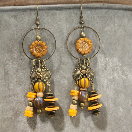 Pumpkins & Sunflowers Hoop Earrings