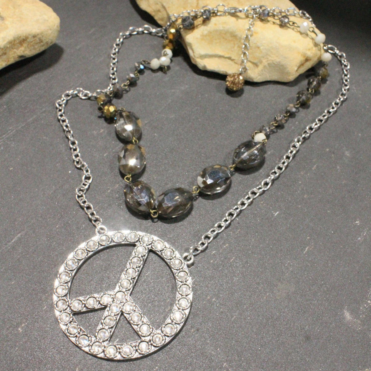 Touch Of Class Silver Peace Layered Necklace
