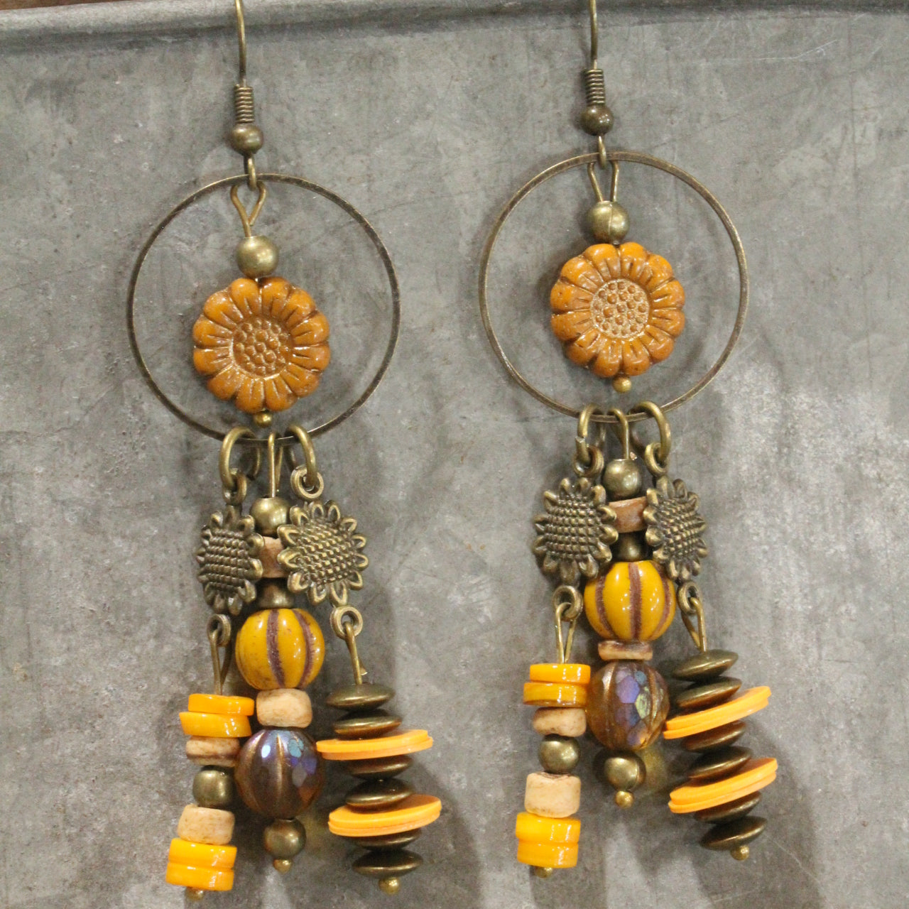 Pumpkins & Sunflowers Hoop Earrings