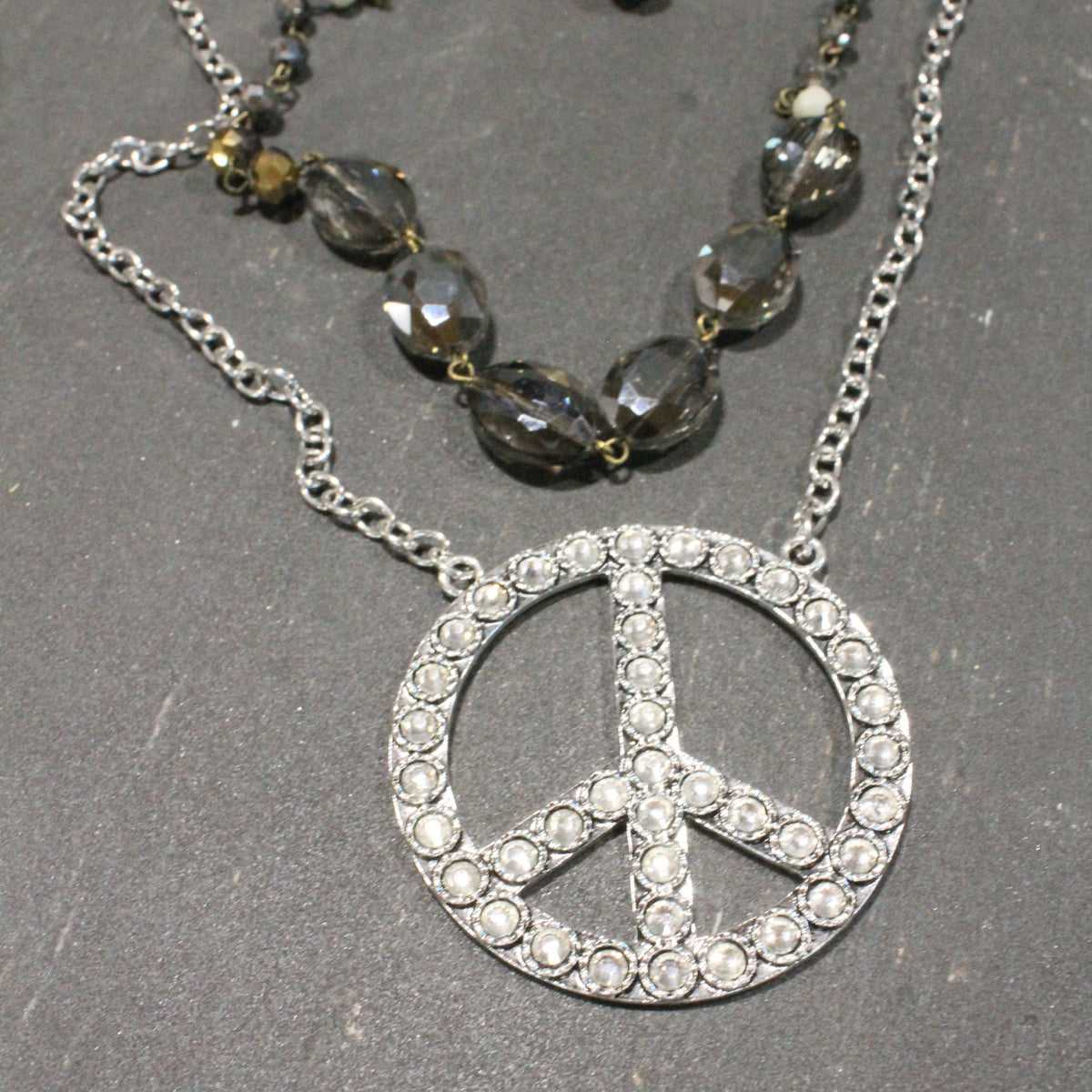Touch Of Class Silver Peace Layered Necklace