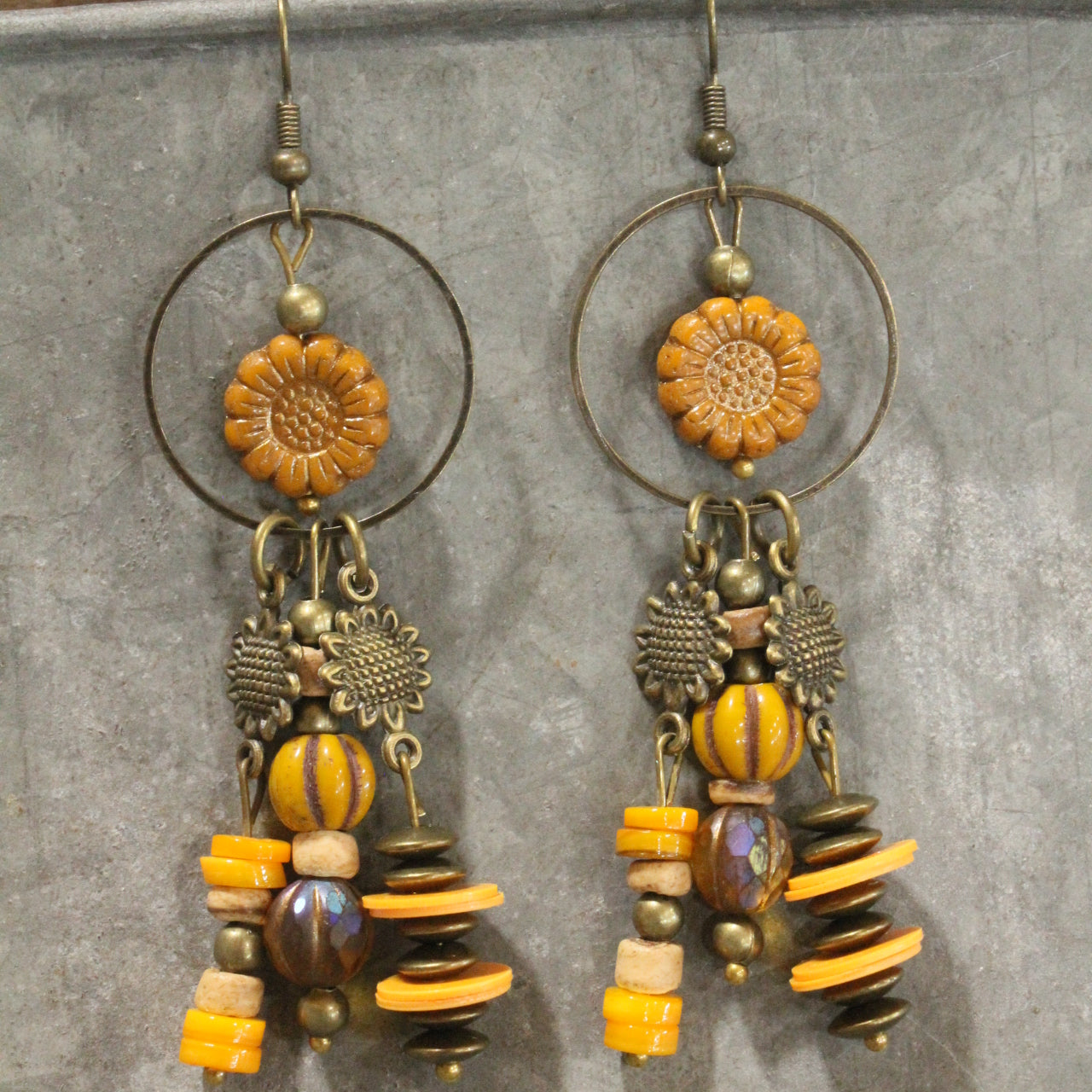 Pumpkins & Sunflowers Hoop Earrings