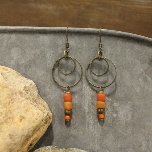 Rustic Desert Double Hoop Dangle Earrings