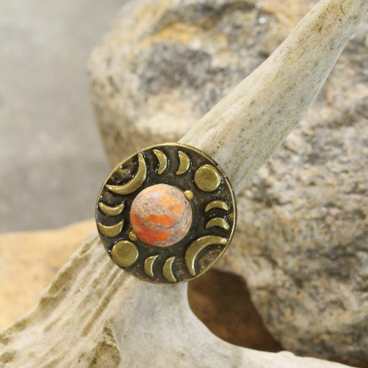 Around The Moon Orange Stone Bohemian Open Size Ring