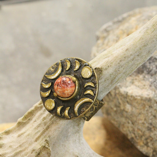Around The Moon Rusty Stone Bohemian Open Size Ring