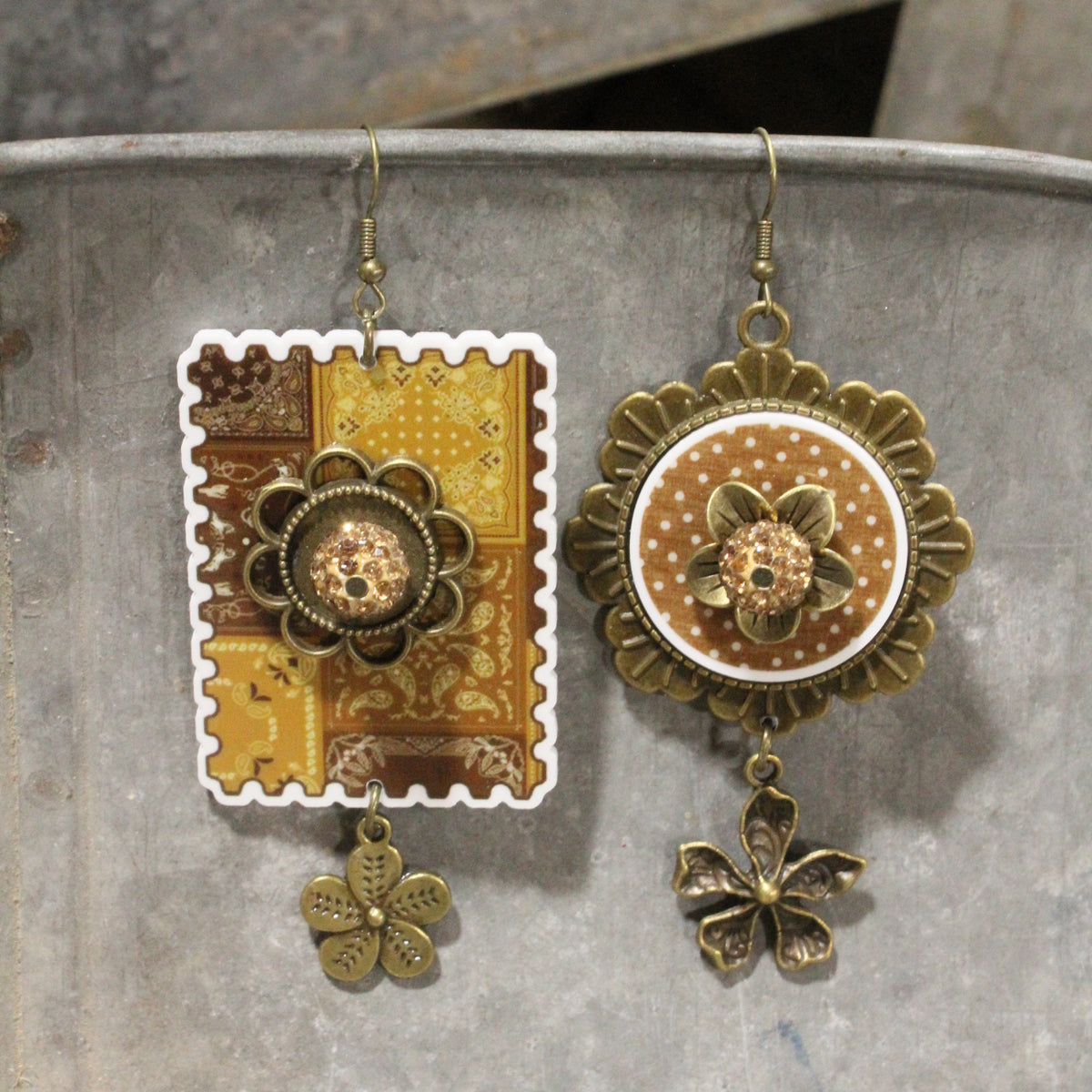 Peace, Paisley & Polka Dot Turquoise Dangle Earrings