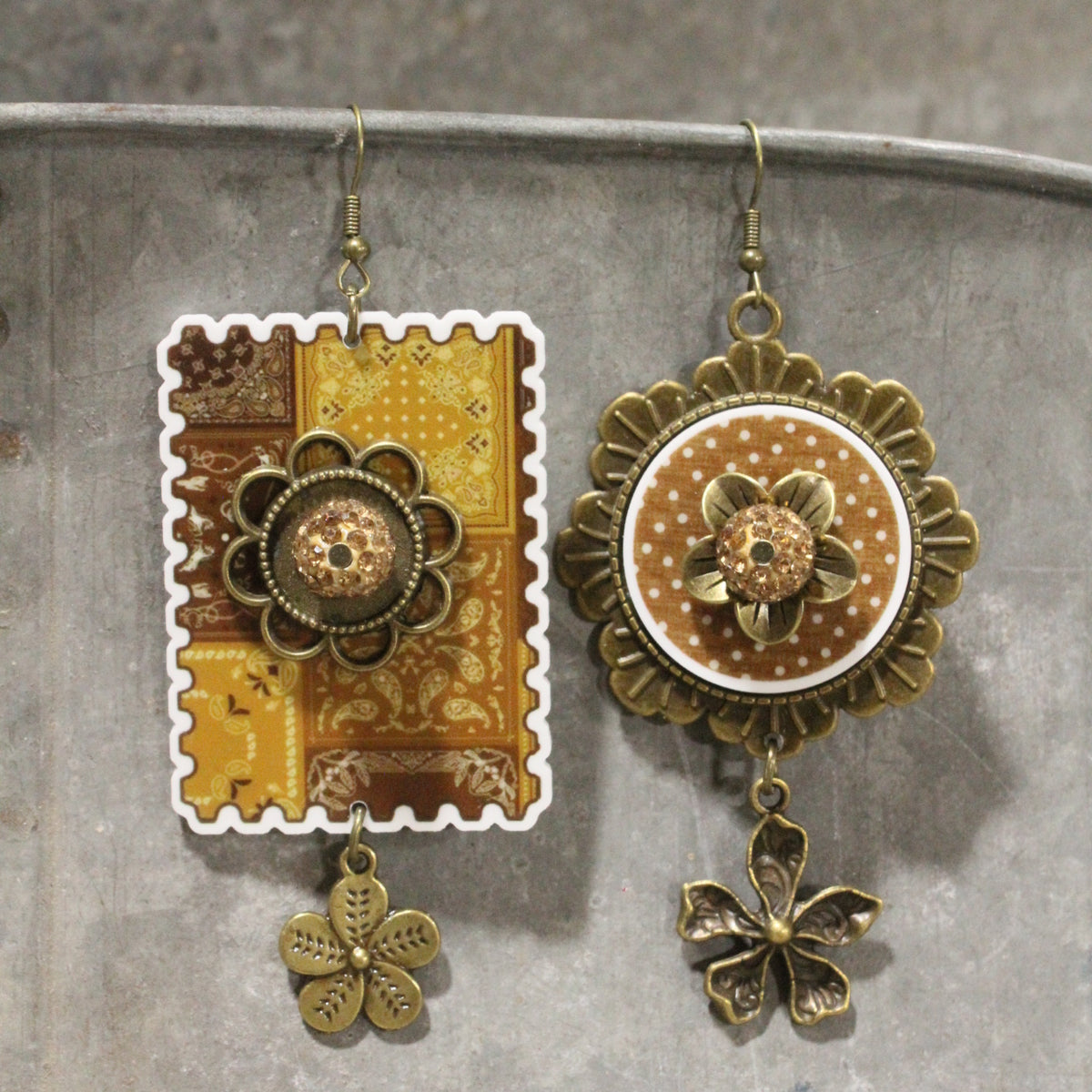 Peace, Paisley & Polka Dot Turquoise Dangle Earrings