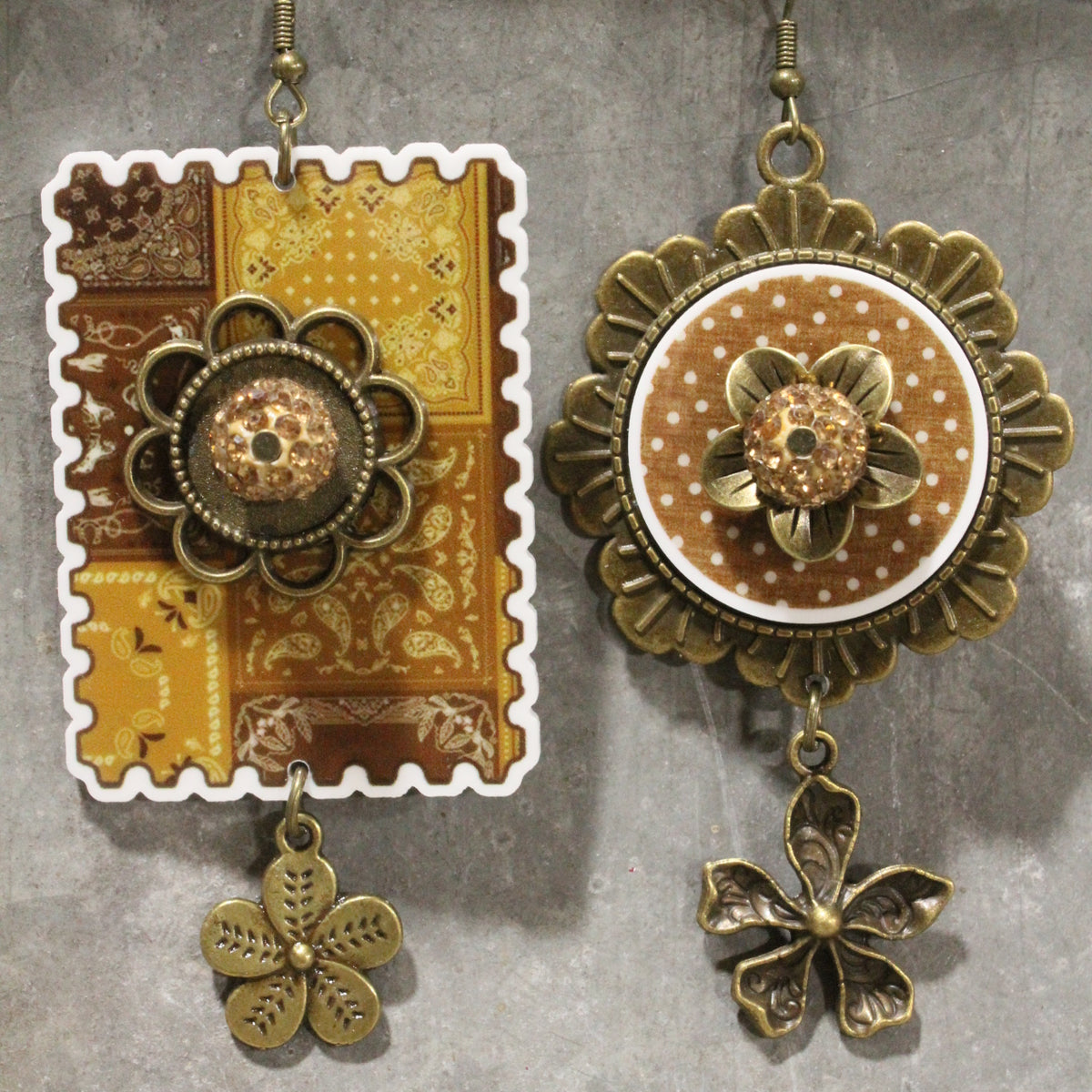 Peace, Paisley & Polka Dot Turquoise Dangle Earrings