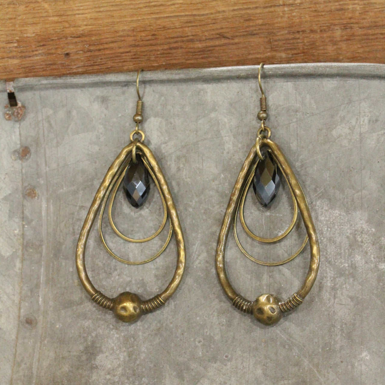 Layers Of Charm Navy Crystal Drop Earrings