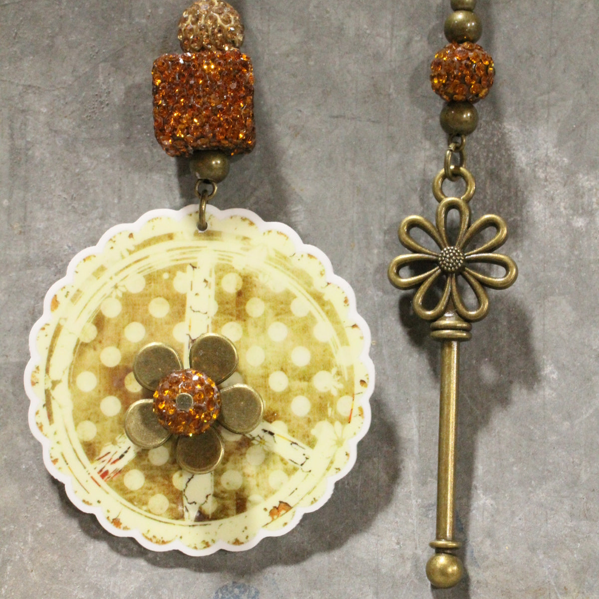 Peace, Paisley & Polka Dot Earth Tone Dangle Earrings