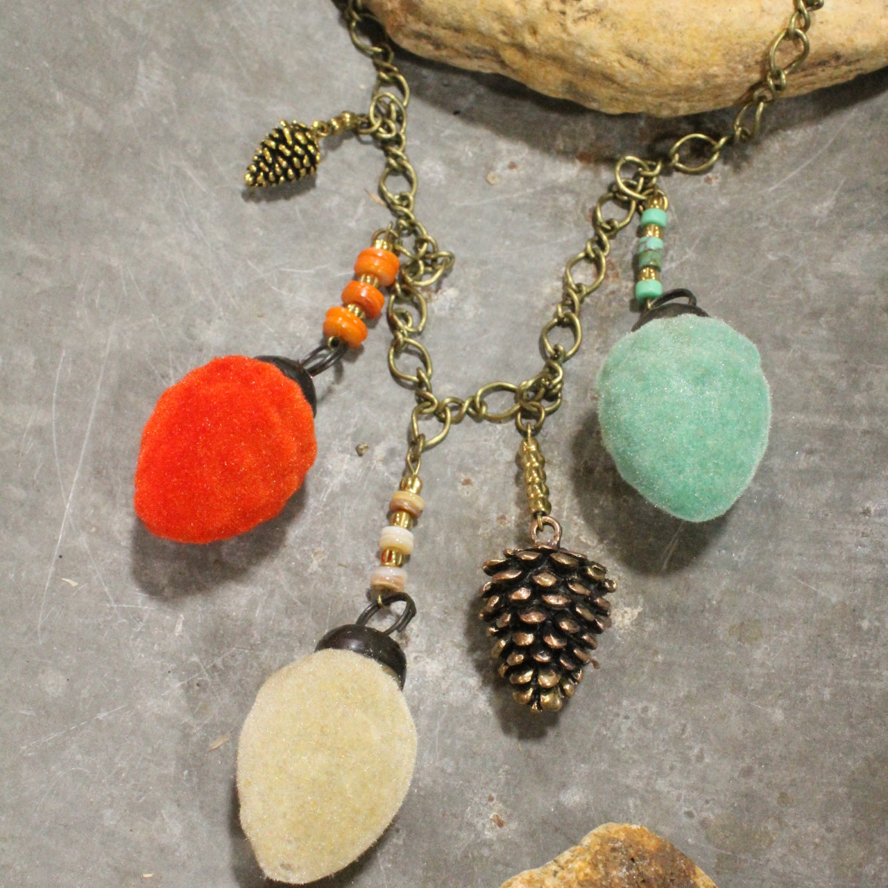 Golden Pinecone Season Charming Necklace
