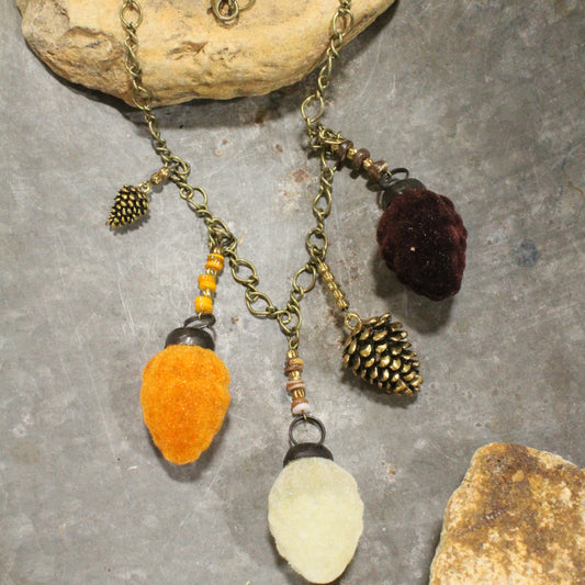 Golden Pinecone Season Charming Necklace