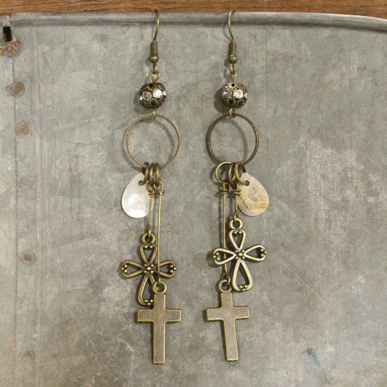 Vintage Cross Pendant Charmed Earrings