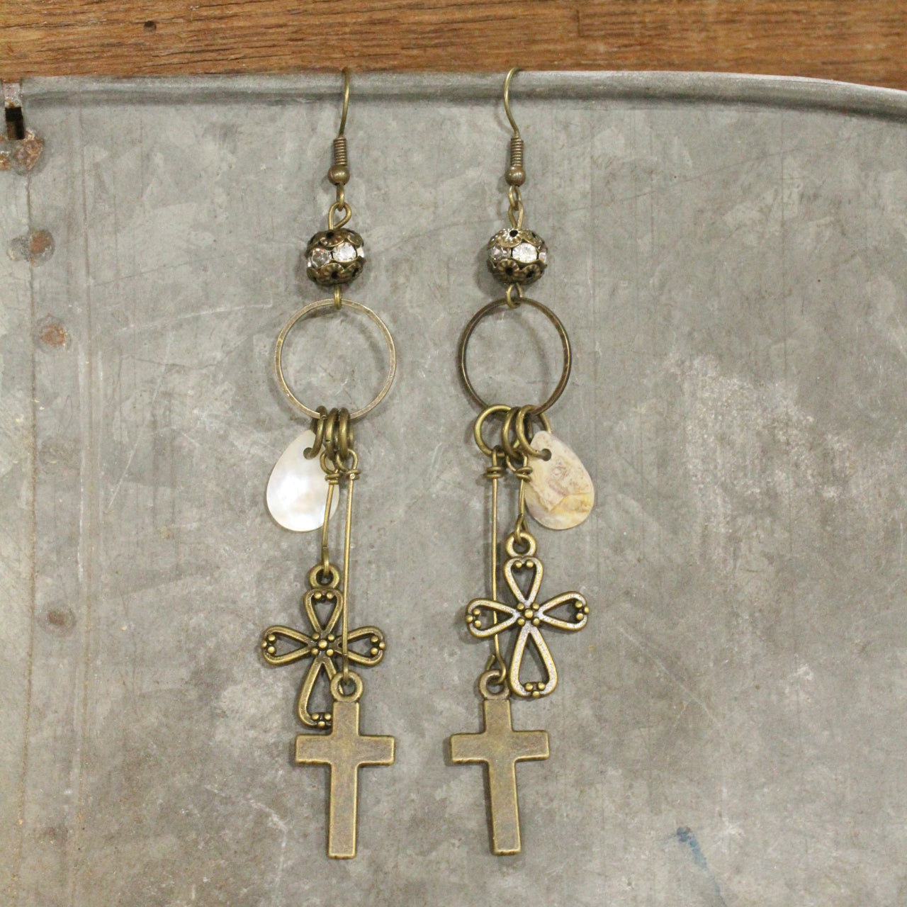 Vintage Cross Pendant Charmed Earrings