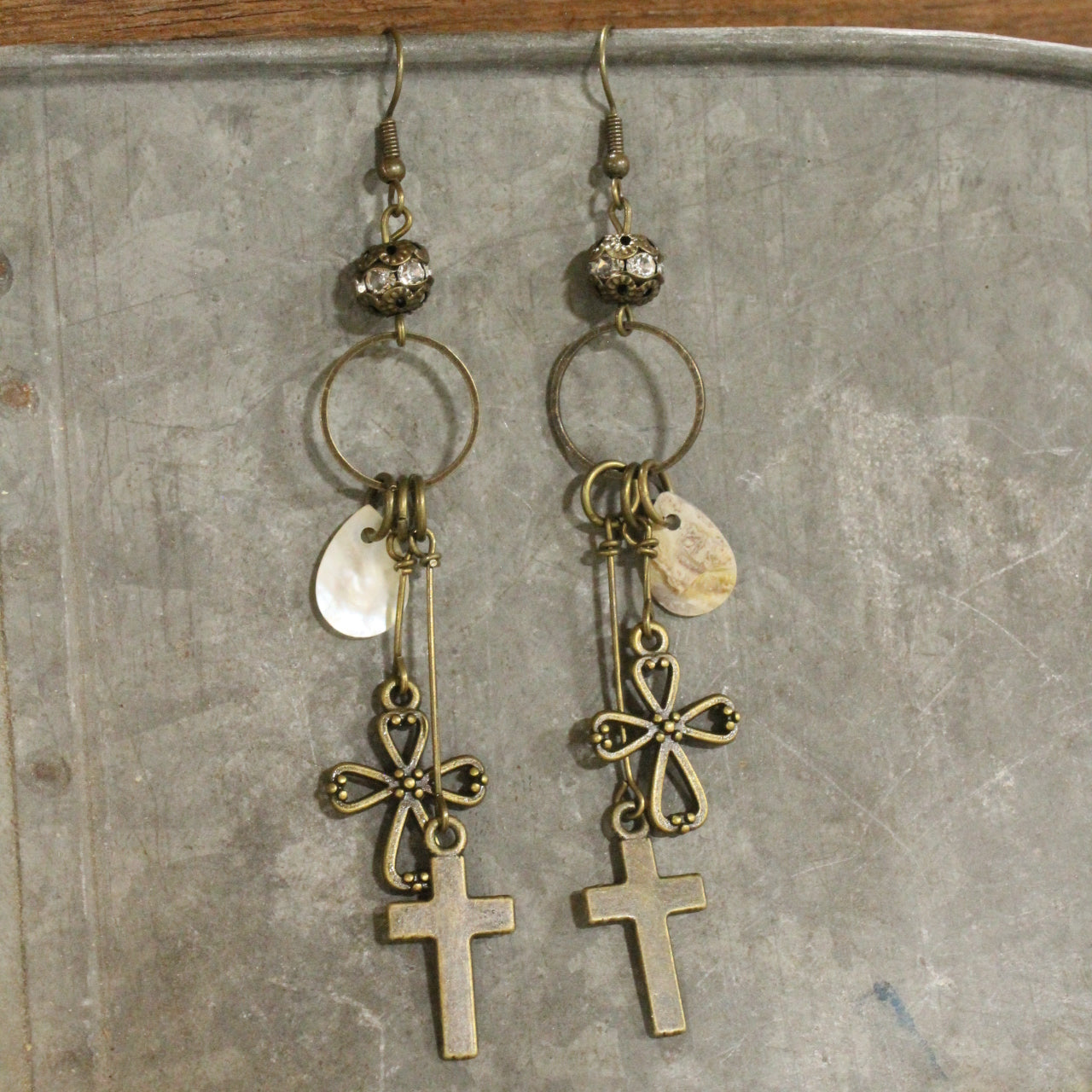 Vintage Cross Pendant Charmed Earrings