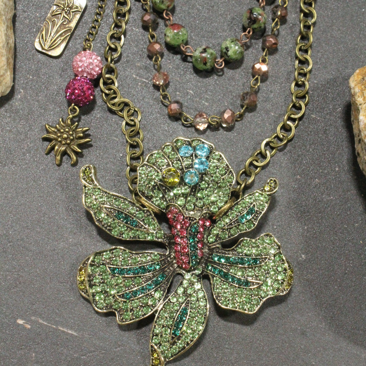 Smell The Iris Garden Green Layered Necklace