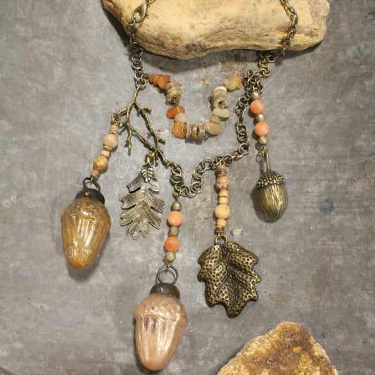 Acorns & Falling Leaves Layered Necklace