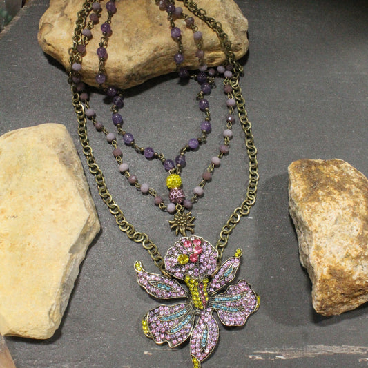 Smell The Iris Garden Purple Layered Necklace
