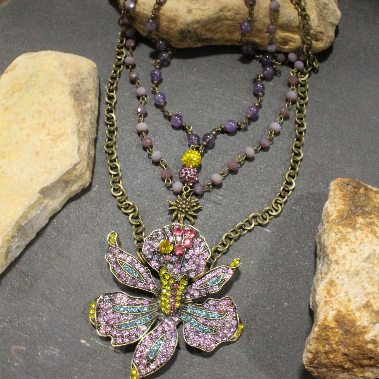Smell The Iris Garden Purple Layered Necklace