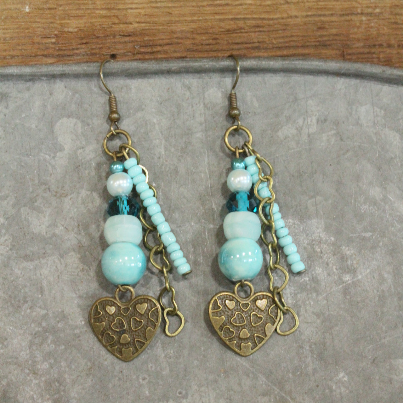 Bronze Charming Heart Dangle Earrings