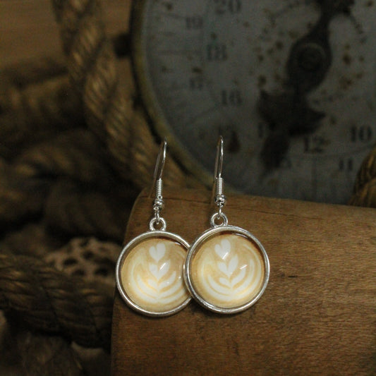 Coffee/Latte Love Art Dangle Drop Earrings