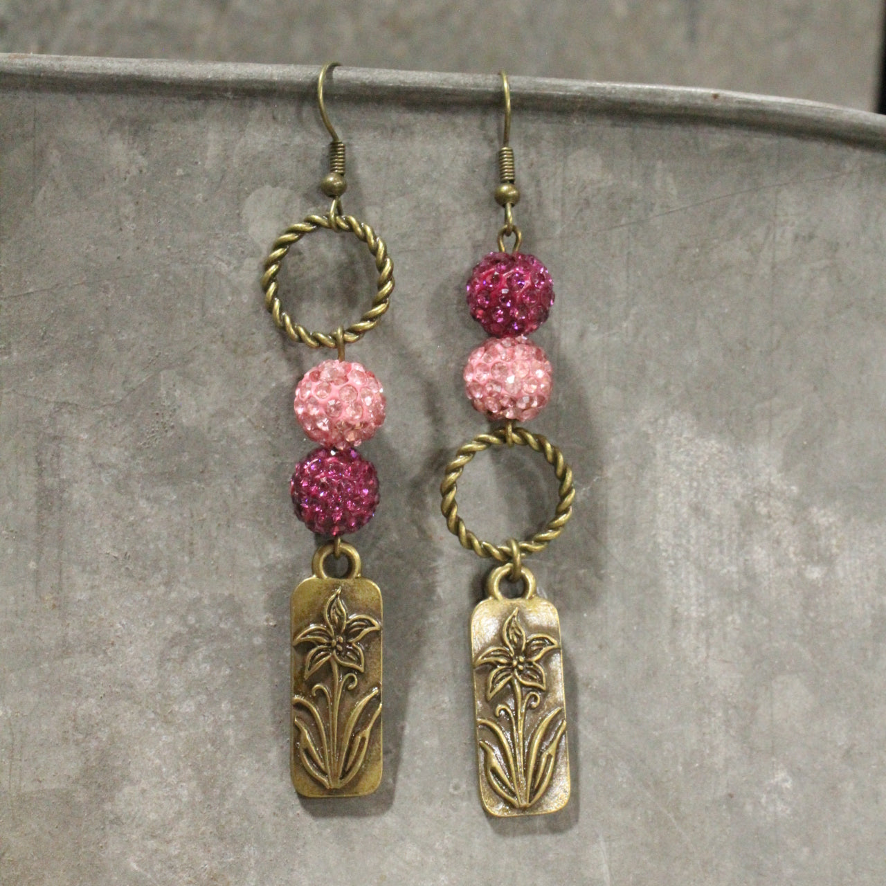 Smell The Iris Garden Green Dangle Earrings