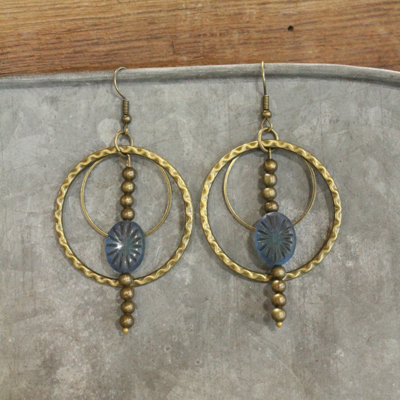 Denim Blue Czech Me Out Hoop Earrings