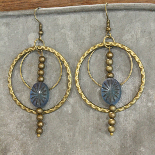 Denim Blue Czech Me Out Hoop Earrings